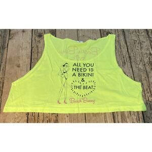 Neon Unisex Yellow One Size Beach Bunny Cropped Tank Top
